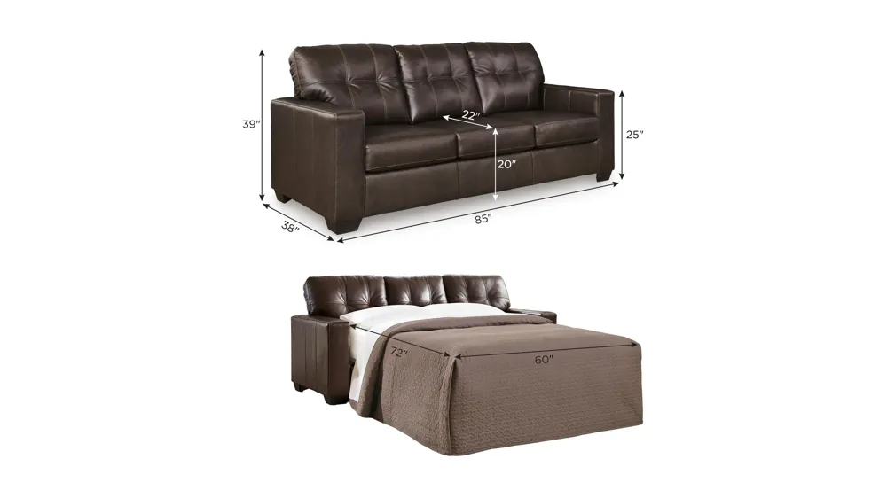 Arvell Leather Queen Sleeper Dimensions