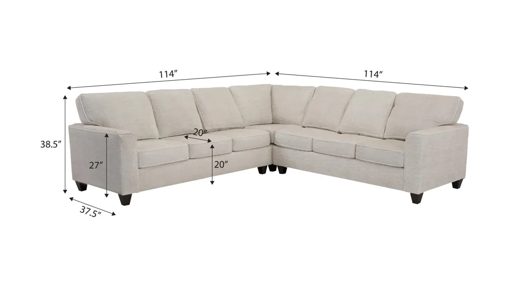 Dune 3-pc. Sectional Dimensions