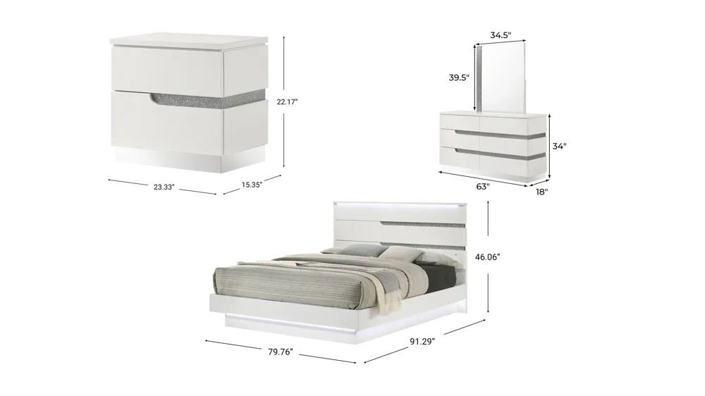 Paradox 4-pc. Bedroom Set Dimensions