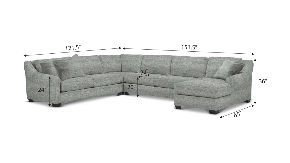 Thatcher 4-pc. Sectional Dimensions