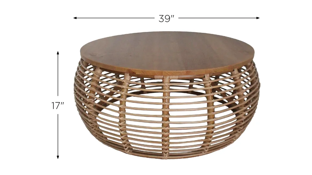 Iris Rattan Round Coffee Table Dimensions