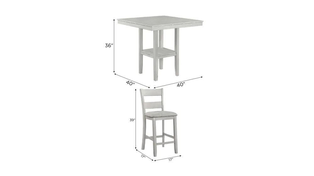 Lester 5-pc. Counter Height Dining Set Dimensions
