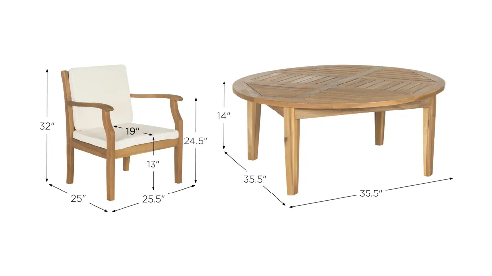 Coslima 5-pc. Patio Set Dimensions