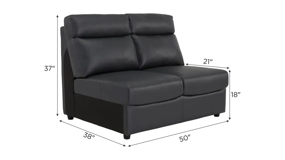Warner Leather Armless Loveseat Dimensions