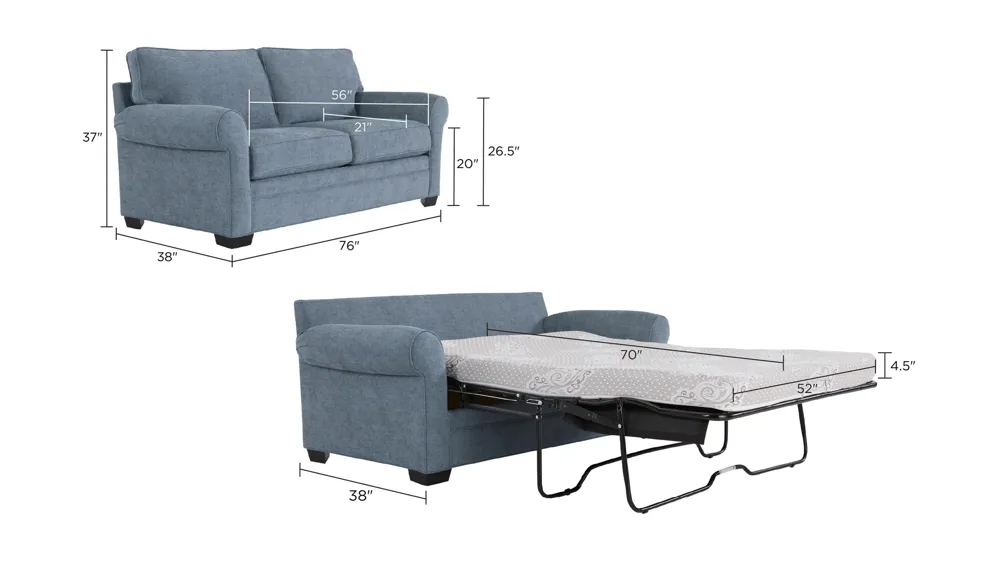 Wellsley Full Sleeper Sofa Dimensions