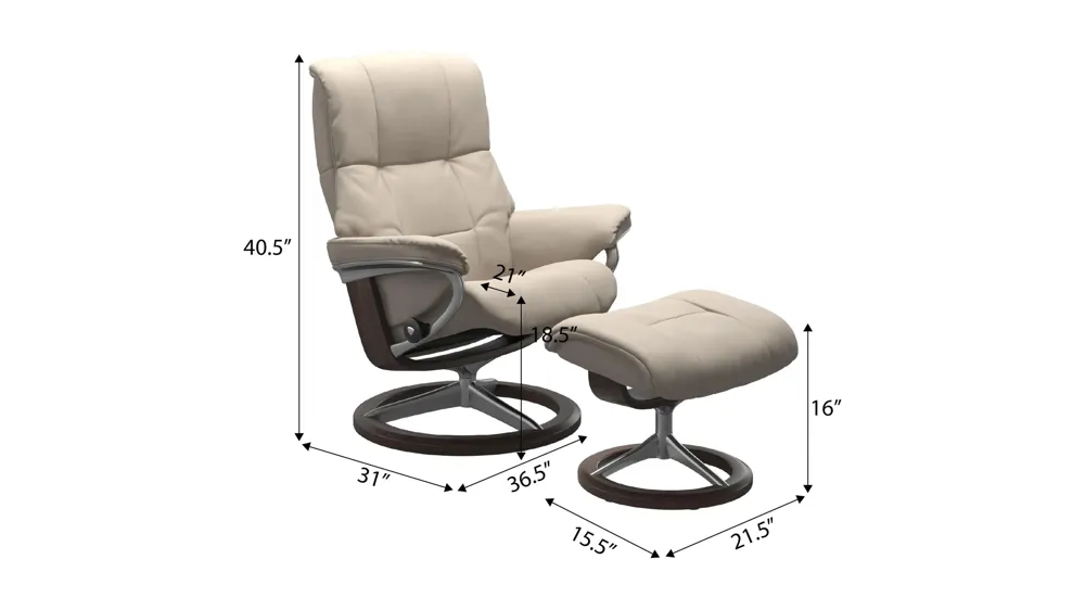 Mayfair Large Signature Chair w/ Ottoman Dimensions