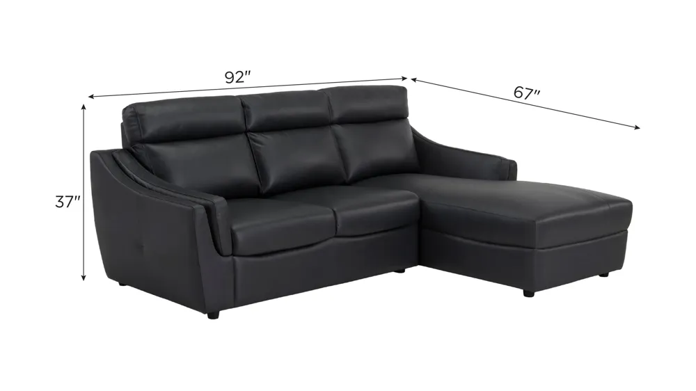 Warner 2-pc. Leather Sofa Chaise Dimensions