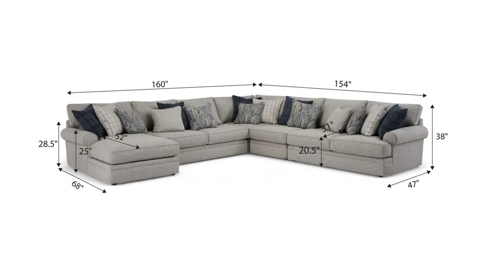 Nelson 5-pc. Sectional Dimensions