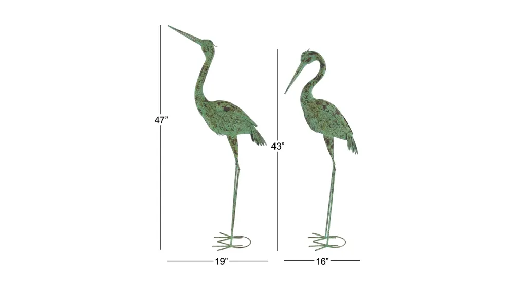 Ivy Collection Green Metal Animals Garden Sculpture Set of 2 Dimensions
