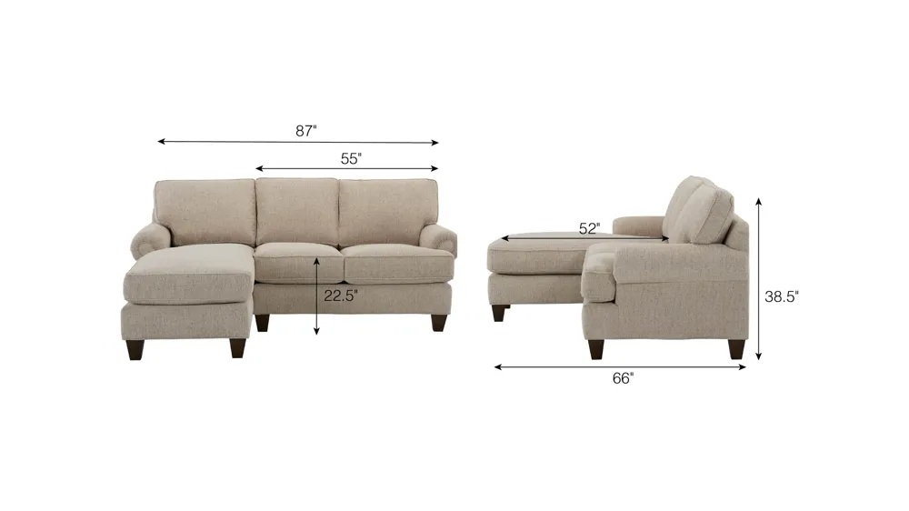 Crestwood 2-pc. Sofa Chaise Dimensions