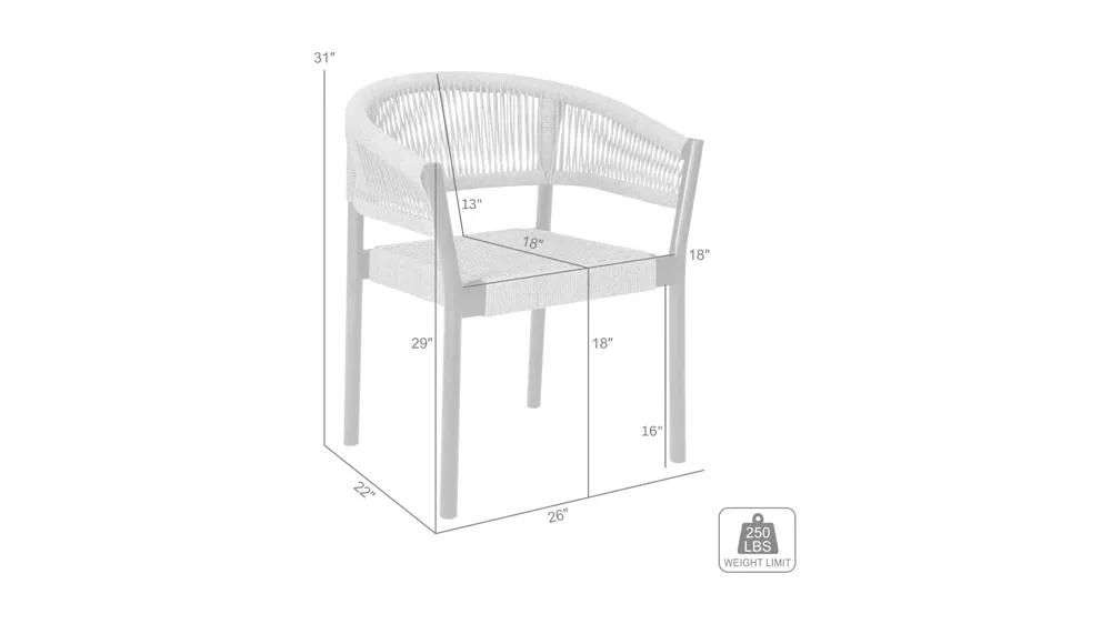 Doris Outdoor Dining Chair - Set of 2 Dimensions