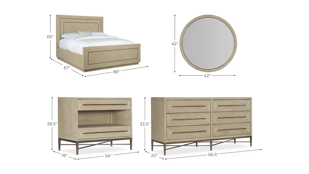 Cascade 4-pc. Panel Bedroom Set Dimensions