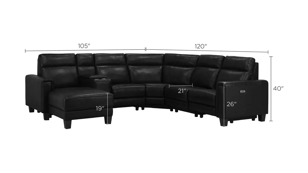 Ace 6-pc. Power Sectional Dimensions