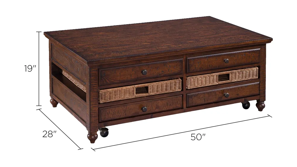 Cottage Lane Wood Rectangular Lift-top Cocktail Table Dimensions