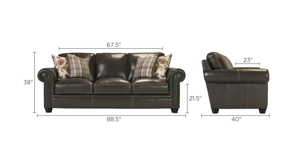 Denley Leather Sofa Dimensions