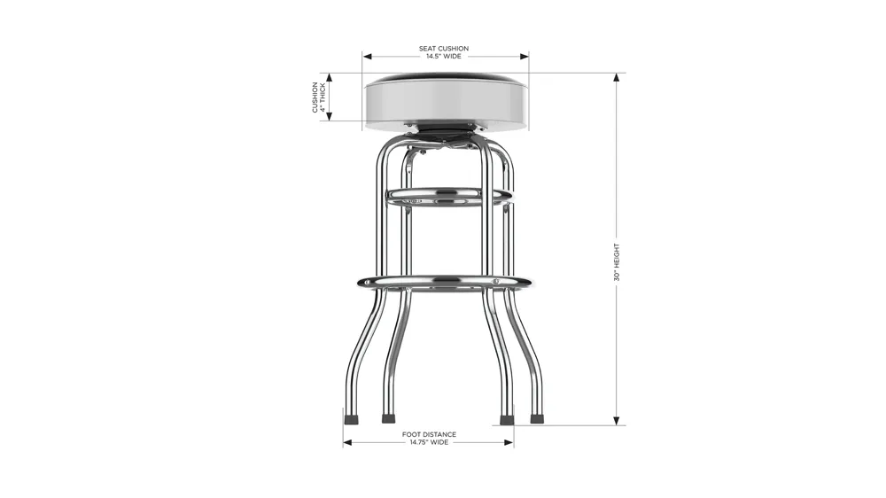 MLB Backless Swivel Bar Stool Dimensions