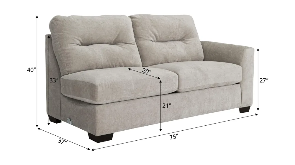 Oliver Right Arm Facing Loveseat Dimensions