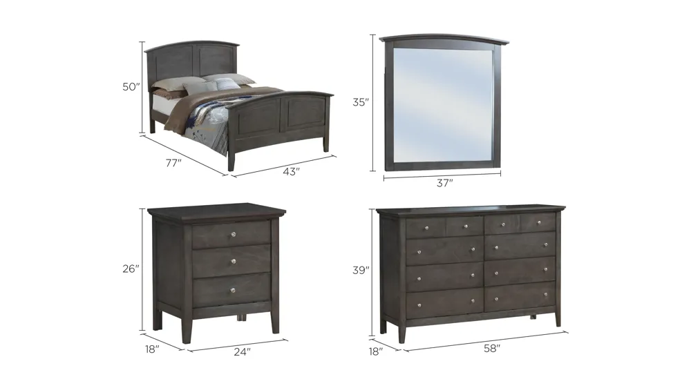 Hammond 4-pc. Panel Bedroom Set Dimensions