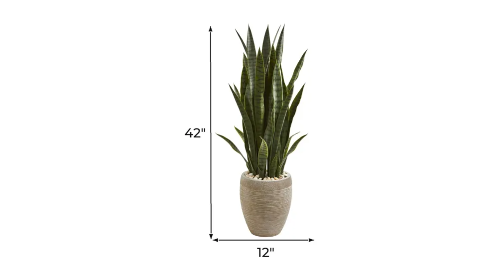 3.5ft. Sansevieria Artificial Plant in Sand Planter Dimensions