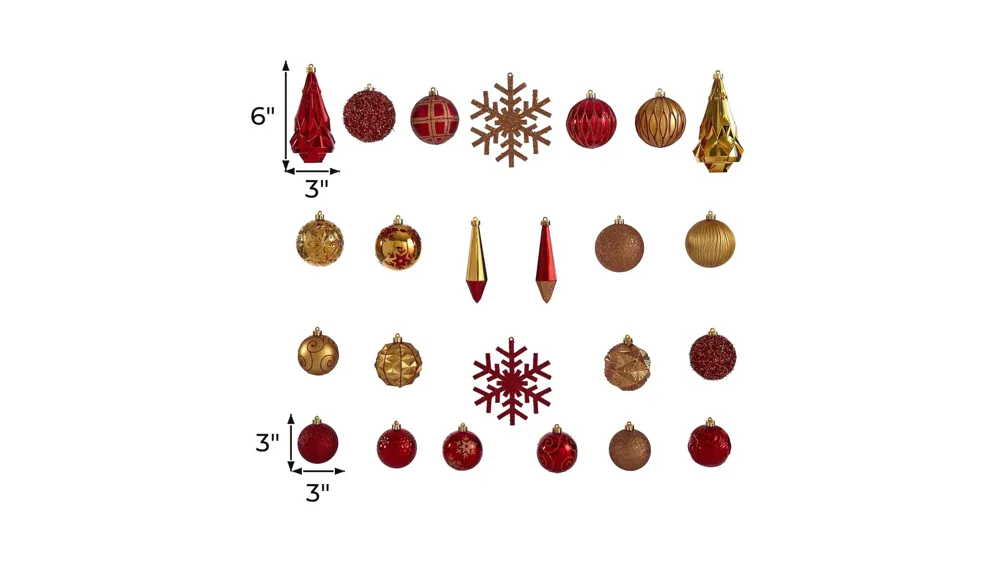 Shatterproof Christmas Tree Ornaments: Set of 52 Dimensions