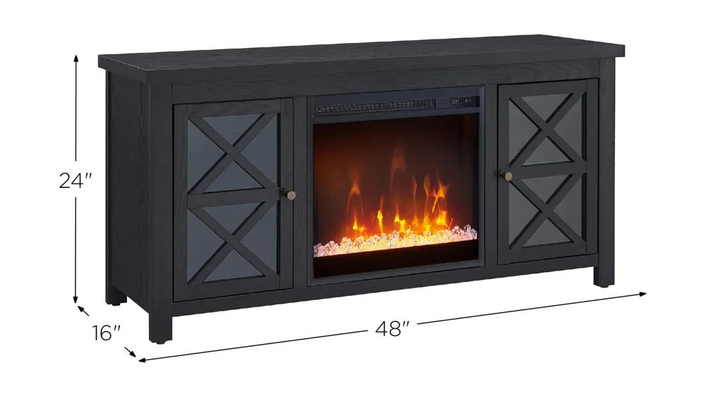 Eve TV Stand with Crystal Fireplace Insert Dimensions