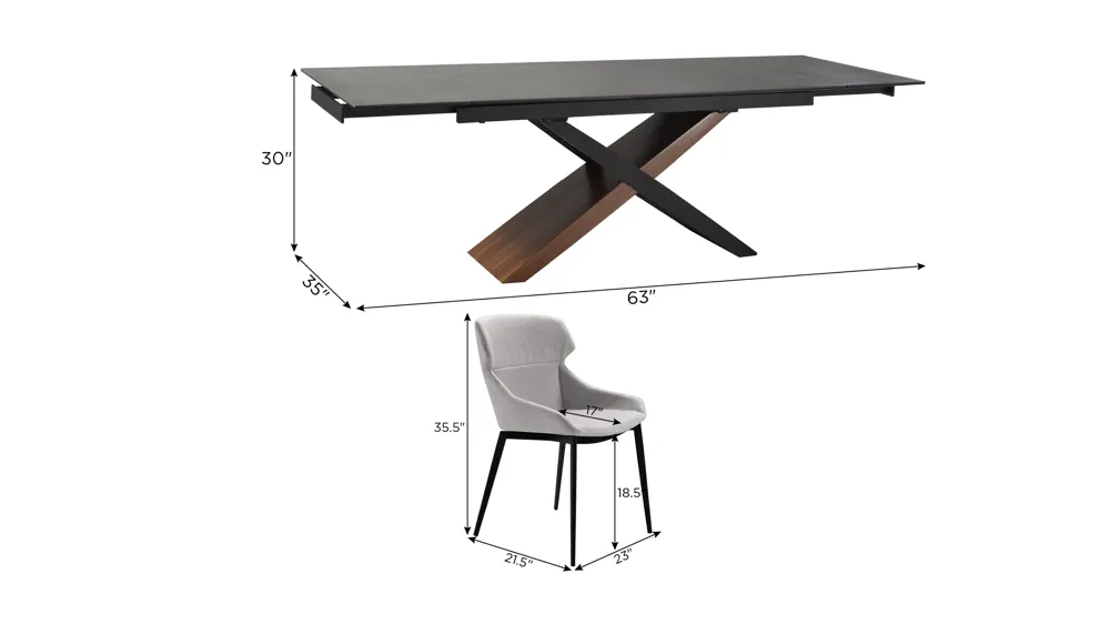 Milena Kenna 5-pc. Dining Set Dimensions
