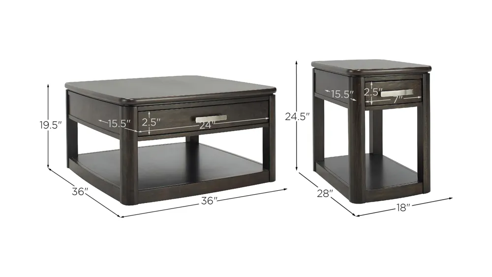 Dimitri 3PC Occasional Tables Dimensions