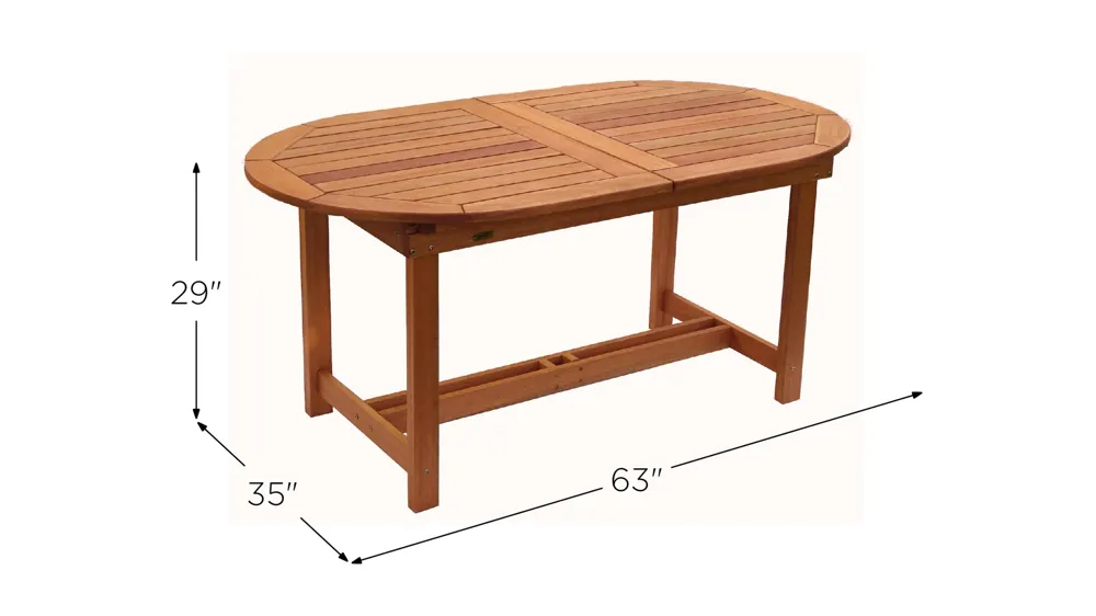 Amazonia 63" Outdoor Dining Table w/ Leaf Dimensions