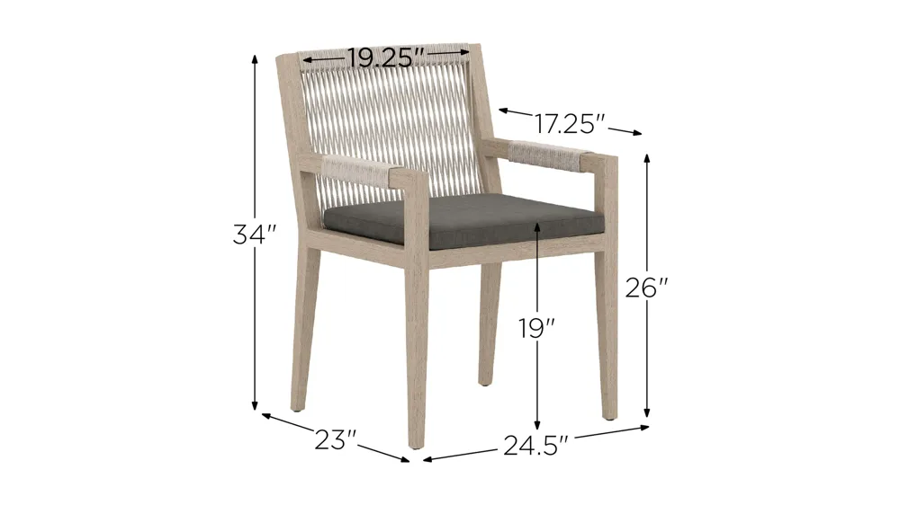 Sherwood Outdoor Dining Armchair Dimensions