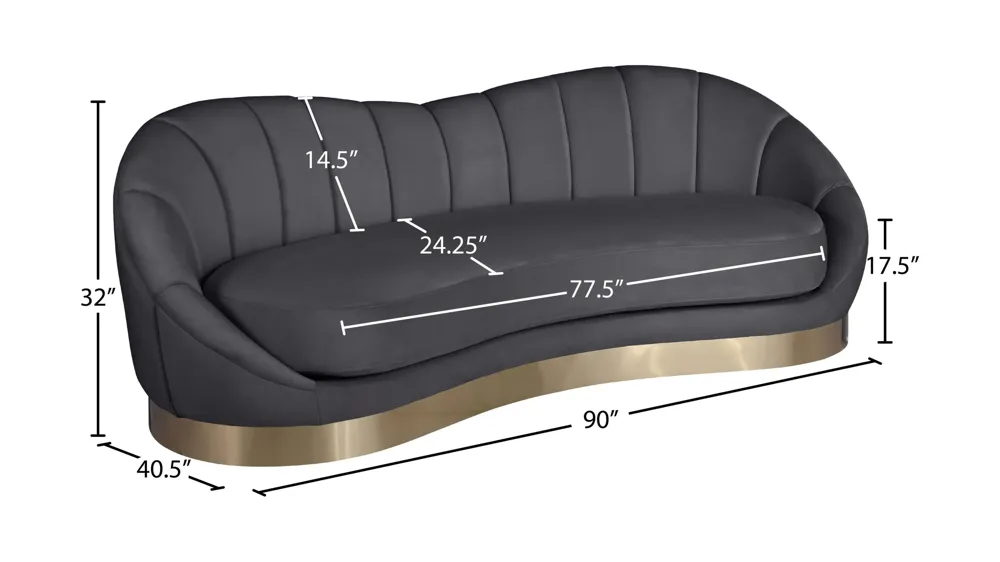 Shelly Velvet Sofa Dimensions
