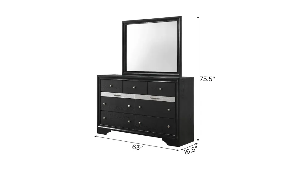 Regata Bedroom Dresser with Mirror Dimensions