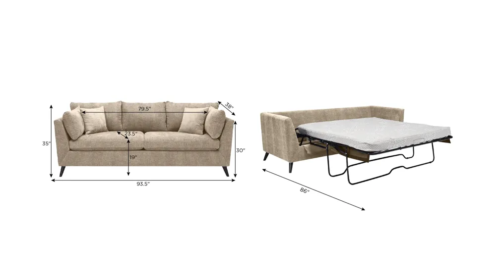 Caruso Queen Sleeper Sofa Dimensions