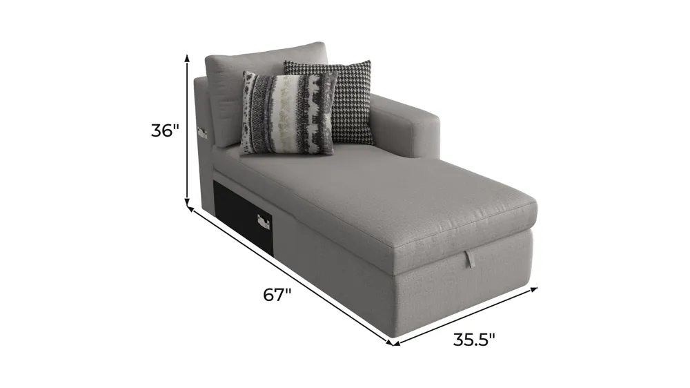 Barry Right Arm Facing Storage Chaise Dimensions