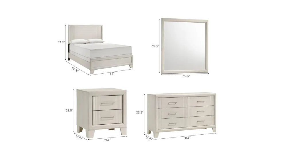 Charlie 4-pc. Bedroom Set Dimensions