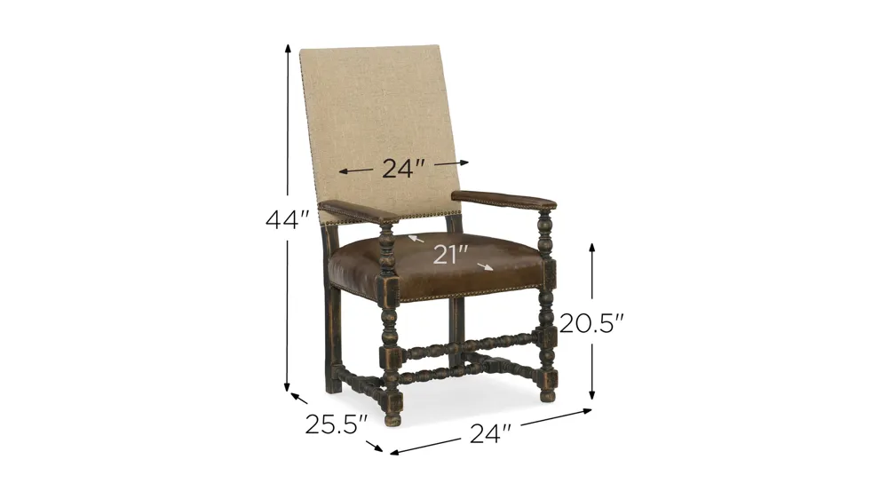 Hill Country Comfort Upholstered Arm Chair - Set of 2 Dimensions
