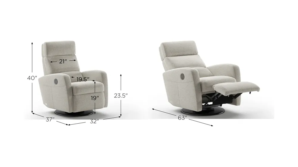 Sloped Power & Battery Recliner Dimensions