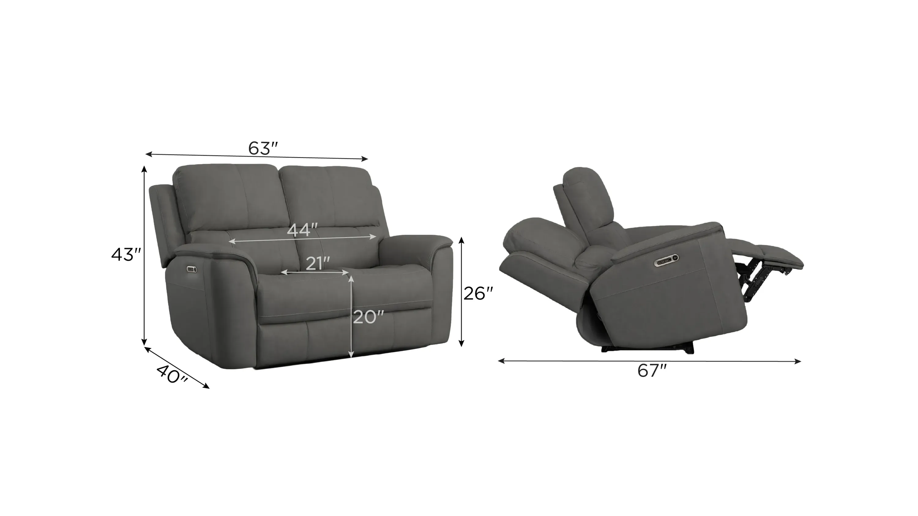Henrick Triple Power Leather Loveseat | Raymour & Flanigan