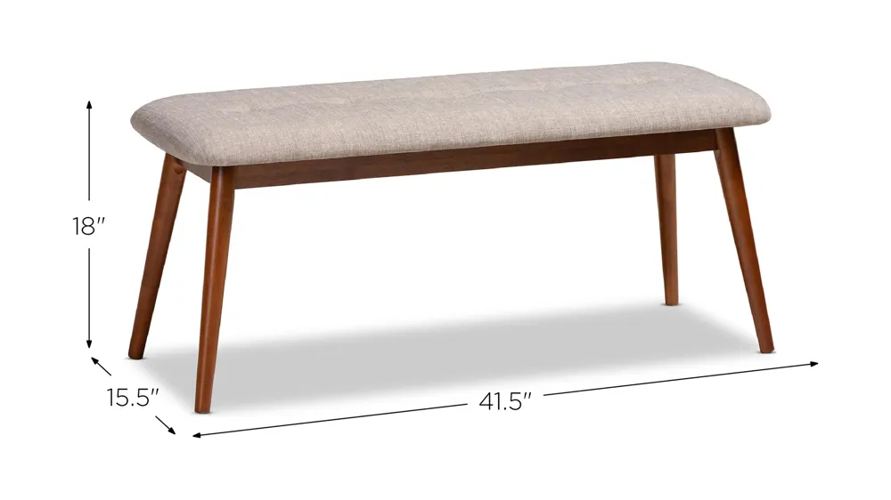 Flora II Fabric Upholstered Wood Bench Dimensions