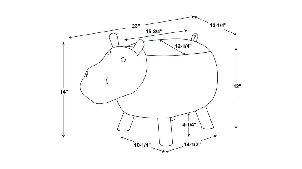 Harlen Hippo Kids Stool Dimensions