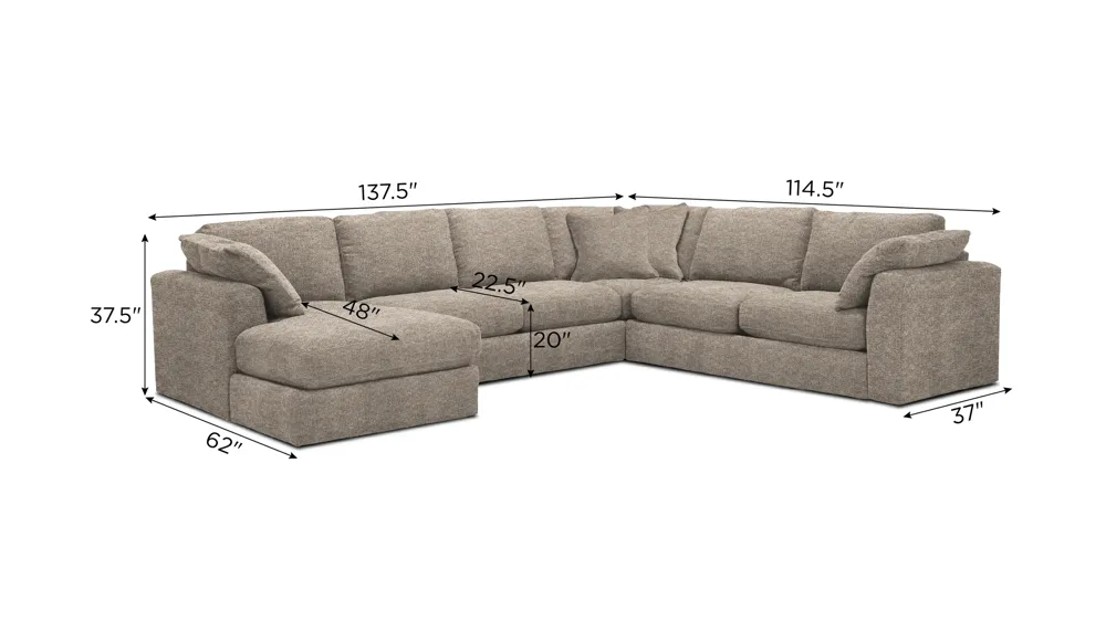 Nappily 4-pc. Sectional Dimensions