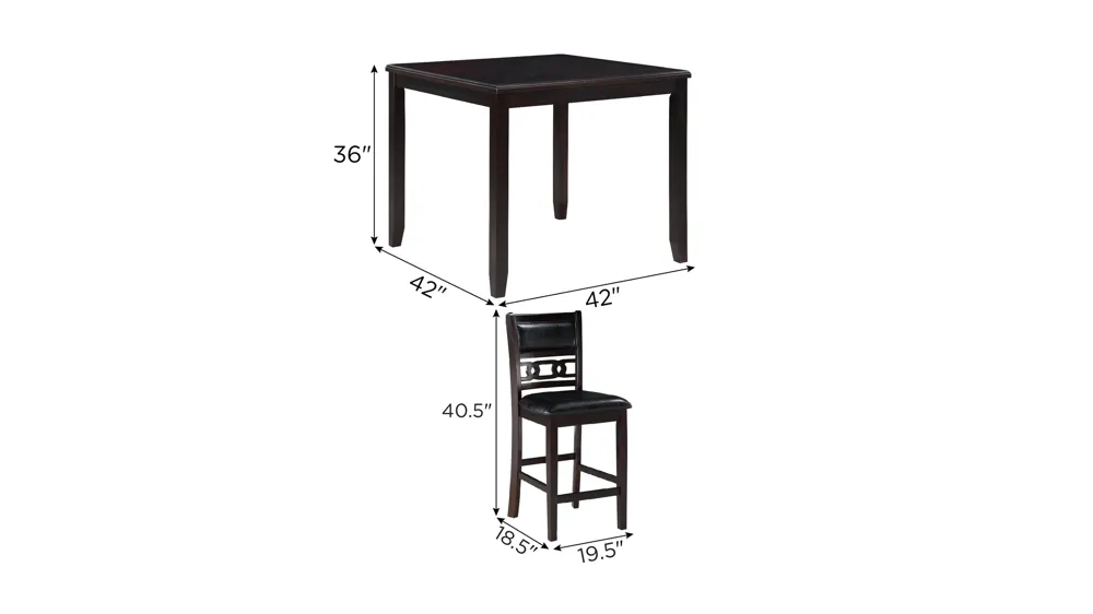 Millie 5-pc. Counter Dining Set Dimensions