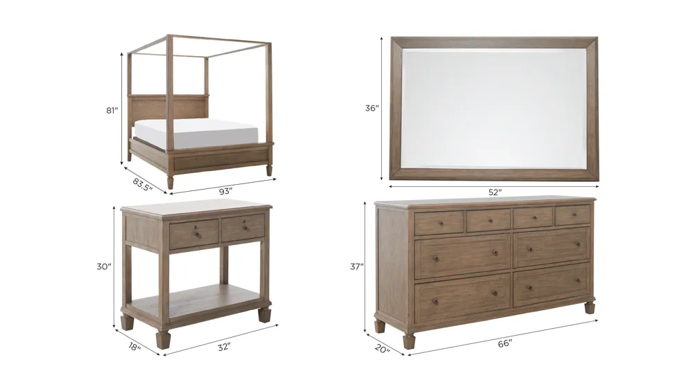 Auberge 4-pc. Bedroom Set Dimensions