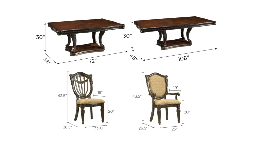 Bradford Heights 7-pc. Dining Set Dimensions