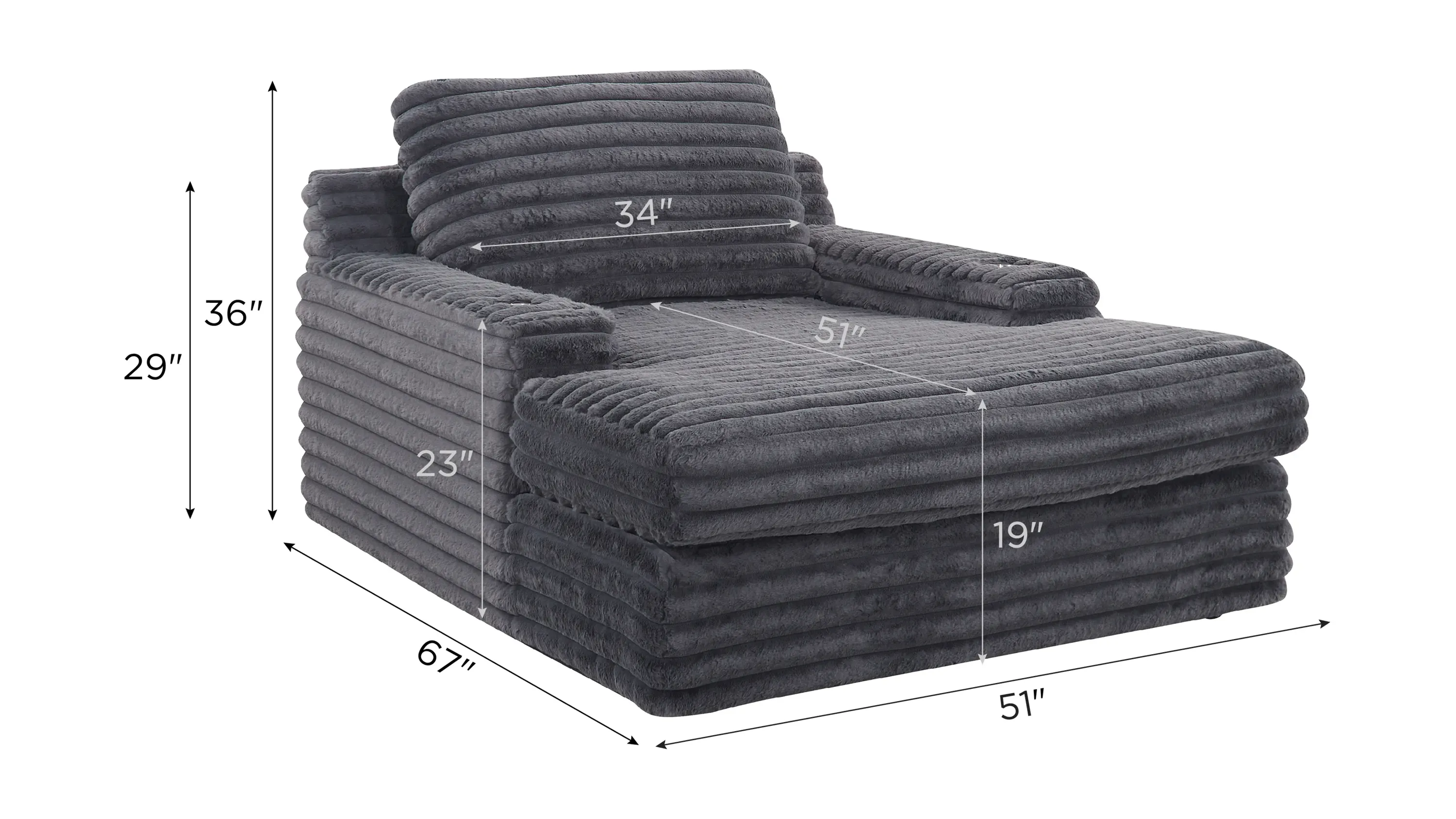 Woolly Small Chaise w/ Dual Cup Holders and USB | Raymour & Flanigan