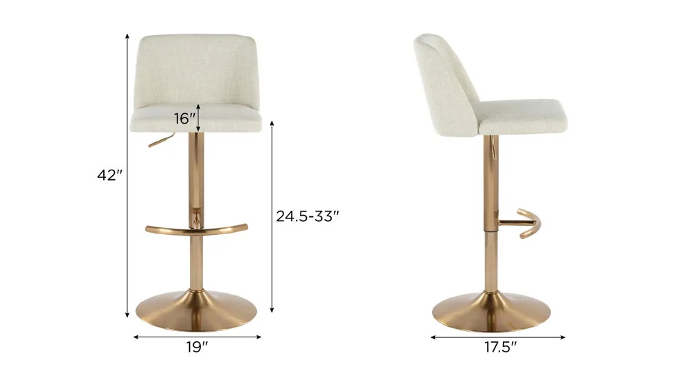 Toriano Adjustable Barstool - Set of 2 Dimensions