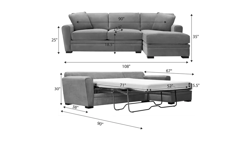 Artemis II 2-pc. Sectional w/ Full Sleeper Dimensions
