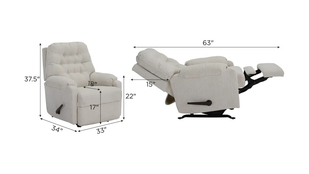Brightbeck Manual Rocker Recliner Dimensions