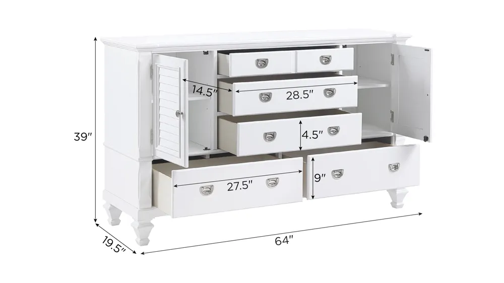 Asher Dresser w/ Sliding Jewelry Tray Dimensions