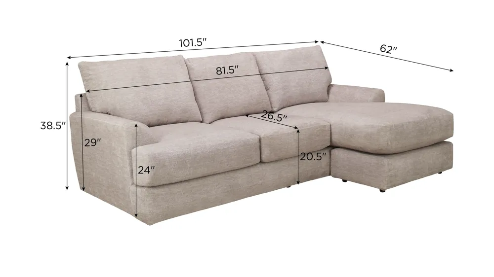 Joel Reversible Sofa Chaise Dimensions