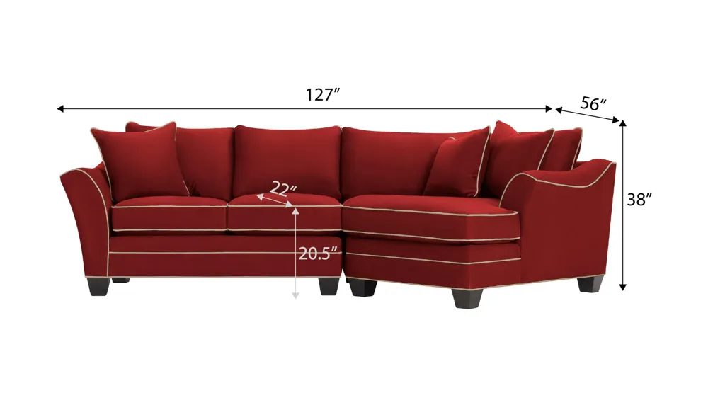 Foresthill 2-pc. Right Hand Cuddler Sectional Sofa Dimensions